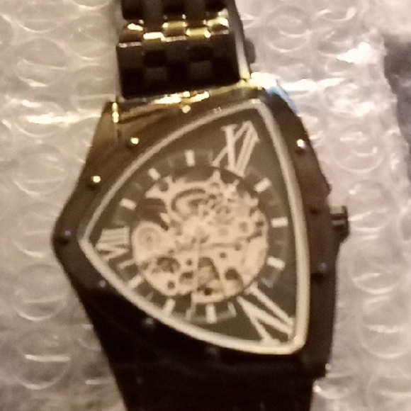Men's Black and Silver Triangular Watch - Picture 2 of 4